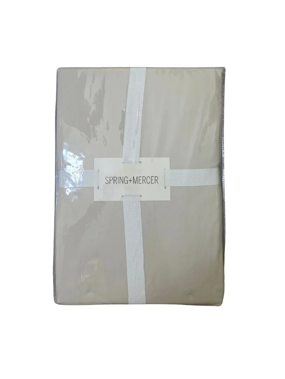 Spring+Mercer 100% Cotton Percale King Sheet Set Stone Beige Cottage Luxe